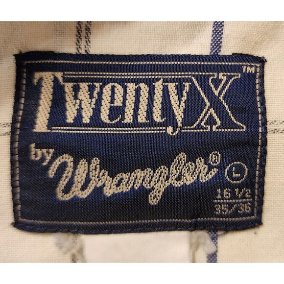 Vintage Twenty X by Wrangler White Plaid Button Down Size Large 16 1/2 x 35/36 - Picture 5 of 5